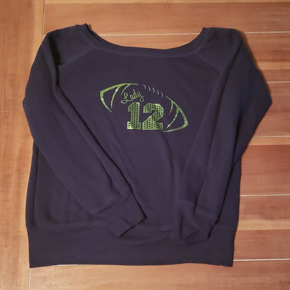 Lady 12 Seahawks Off The Shoulder Sweatshirt